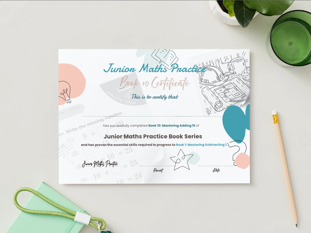 Junior Maths Practice Book 10 - Certificate Image