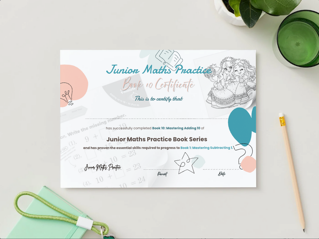 Junior Maths Practice Book 10 - Certificate Image