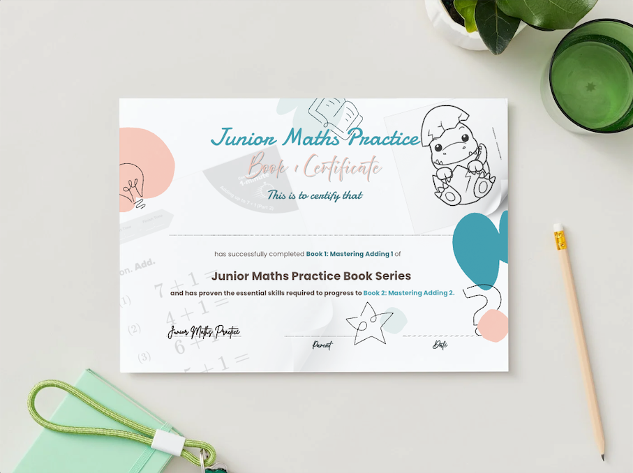 Junior Maths Practice Book 1 - Certificate Image