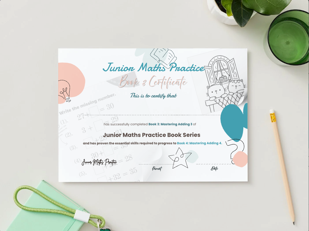 Junior Maths Practice Book 3 - Certificate Image