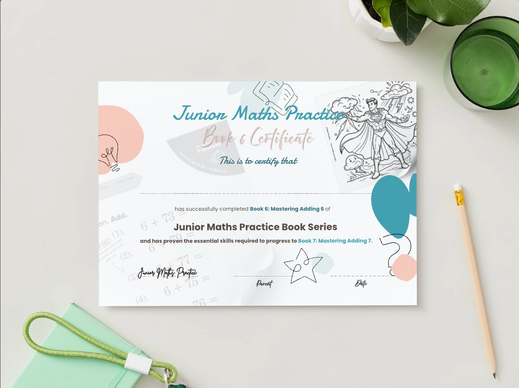 Junior Maths Practice Book 6 - Certificate Image