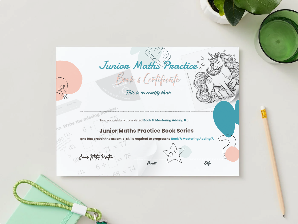 Junior Maths Practice Book 6 - Certificate Image