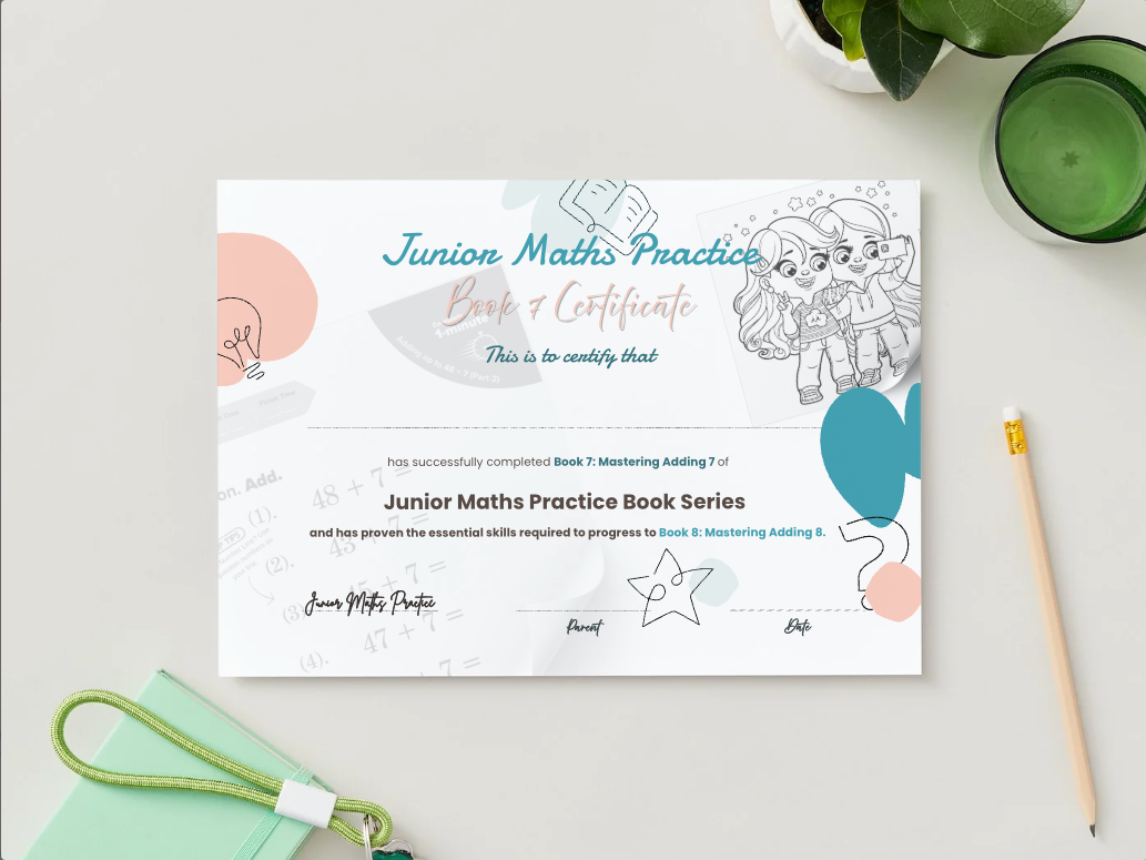 Junior Maths Practice Book 7 - Certificate Image